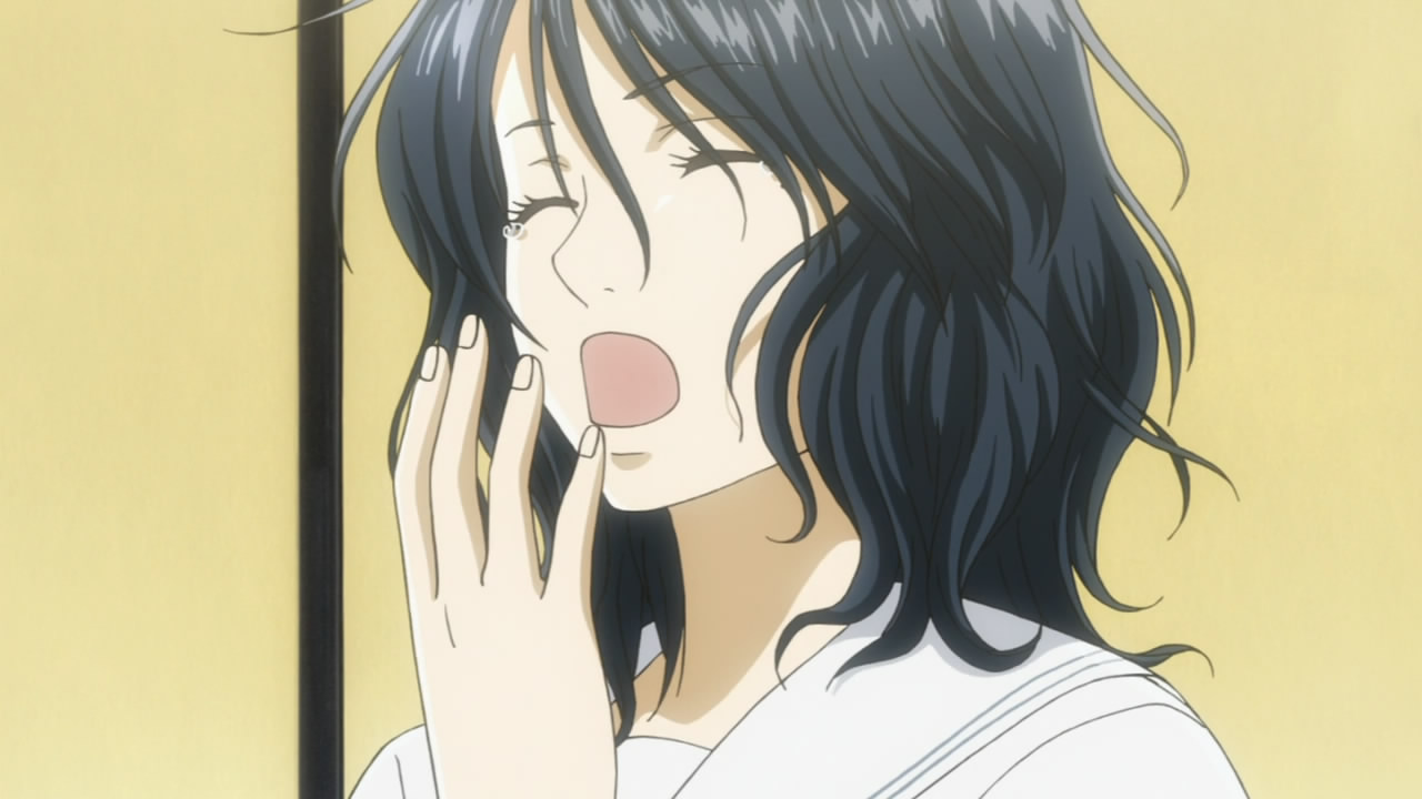 open mouth, blue dress, blue eyes, 1girl, yawning - Anime R34